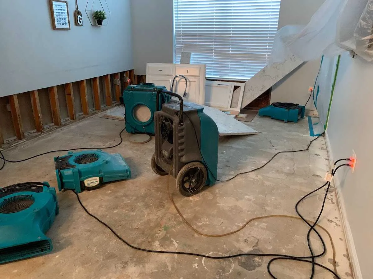 Dehumidifier in flood-cut room for Water Damage Restoration in Philadelphia